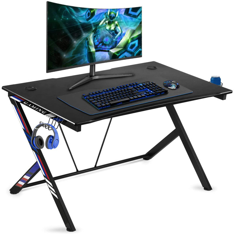 Inbox Zero Gaming Desk Gaming Table 43.5" W X 27" D Pc Computer Gaming Desk Gamer Desk, Black
